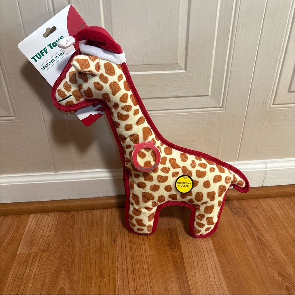 Jmle Tuff Long Body 🦒 Giraffe With Hat 16”  Very Durable Dog Toy With Squeaker